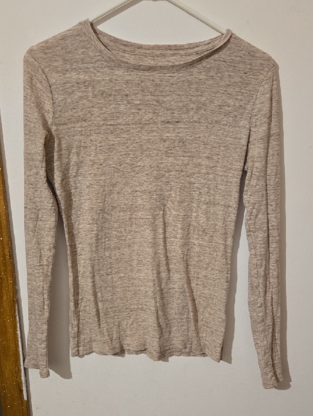 Merona Heathered Taupe Crewneck Long Sleeve Top
